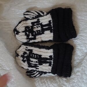 Toddler robot mittens 100% Marino wool handmade